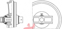Leitrad mit Gleitstücken, DM:  380mm, 335mm, Gesamtbreite: 162mm Leitrad mit Gleitstücken, DM:  380mm, 335mm, Gesamtbreite: 162mm