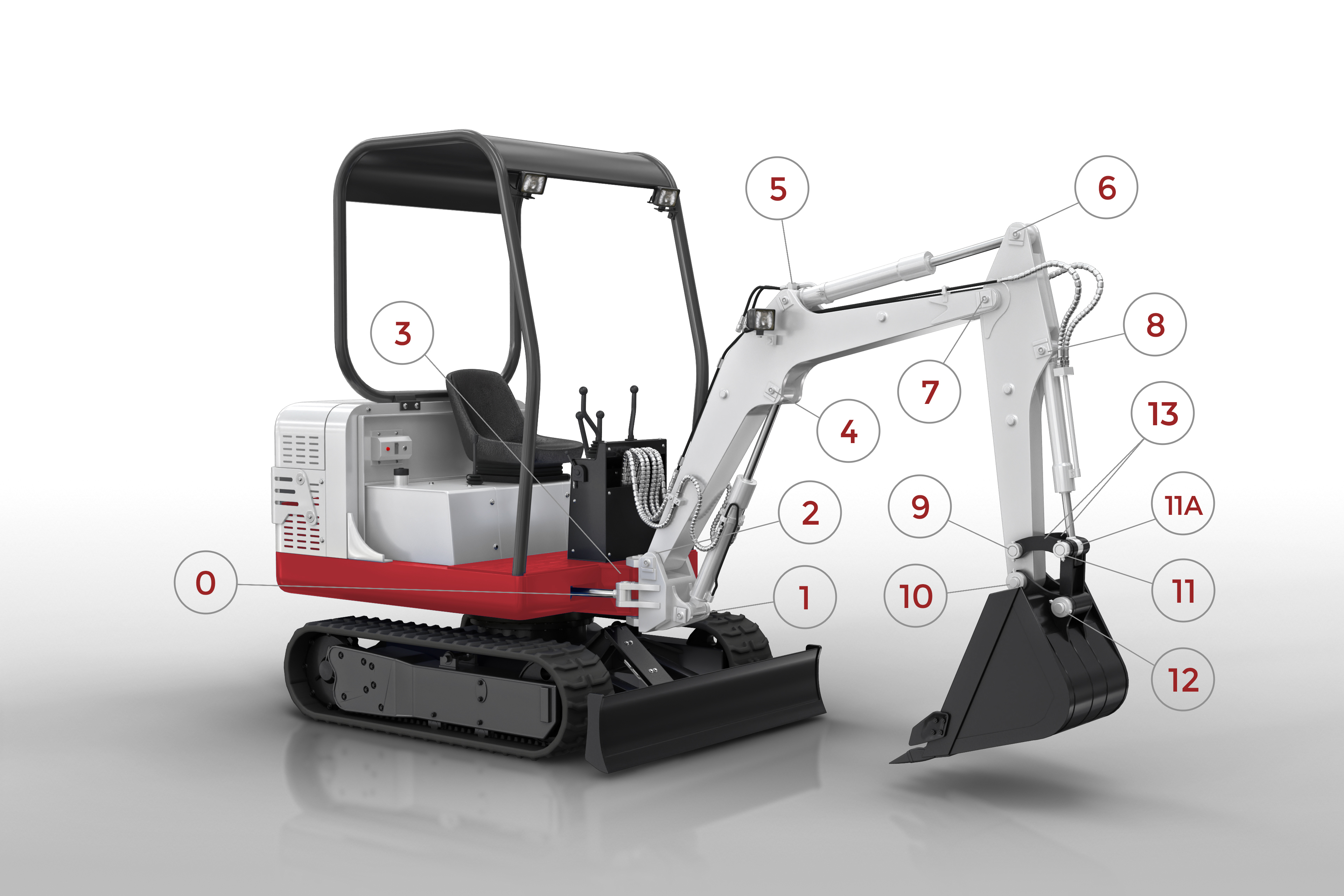 Bolzen-Buchsen-Set für den kpl. Arm f. Kubota KX015-4